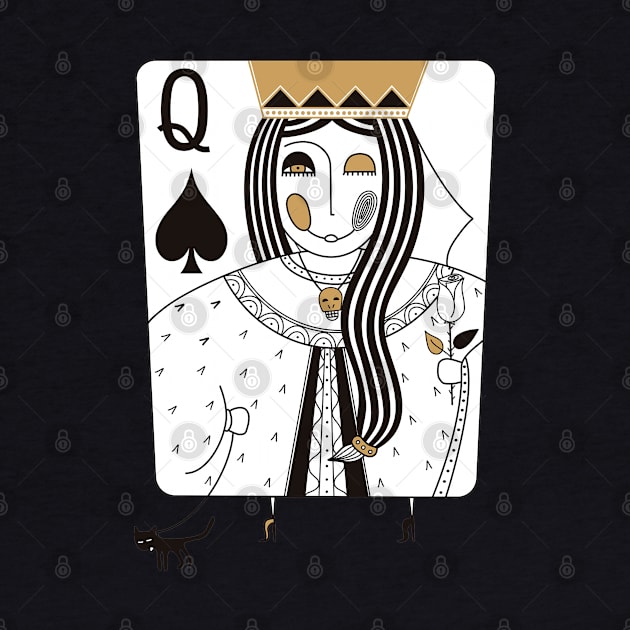 Queen of Spades playing card. Black ledy .Valentines day by Go go